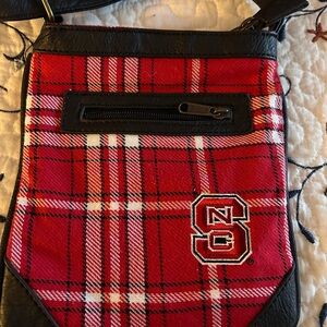 NC State Red Plaid Crossbody Bag
